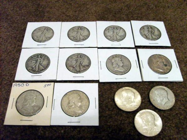 13 90 silver half dollars for
