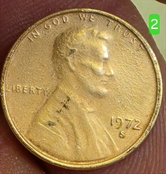 1972-S-Penny-Is-Yellow-In-Color