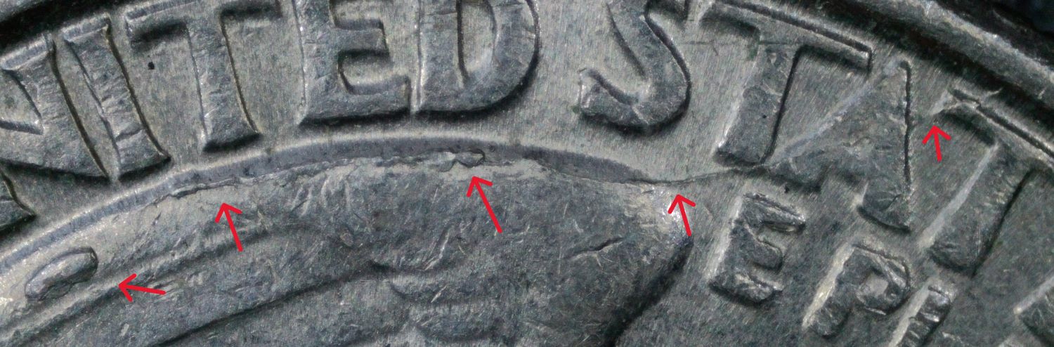 1995-P-Quarter:-Spikehead-With-Reverse-Cracks-And-A-Chip
