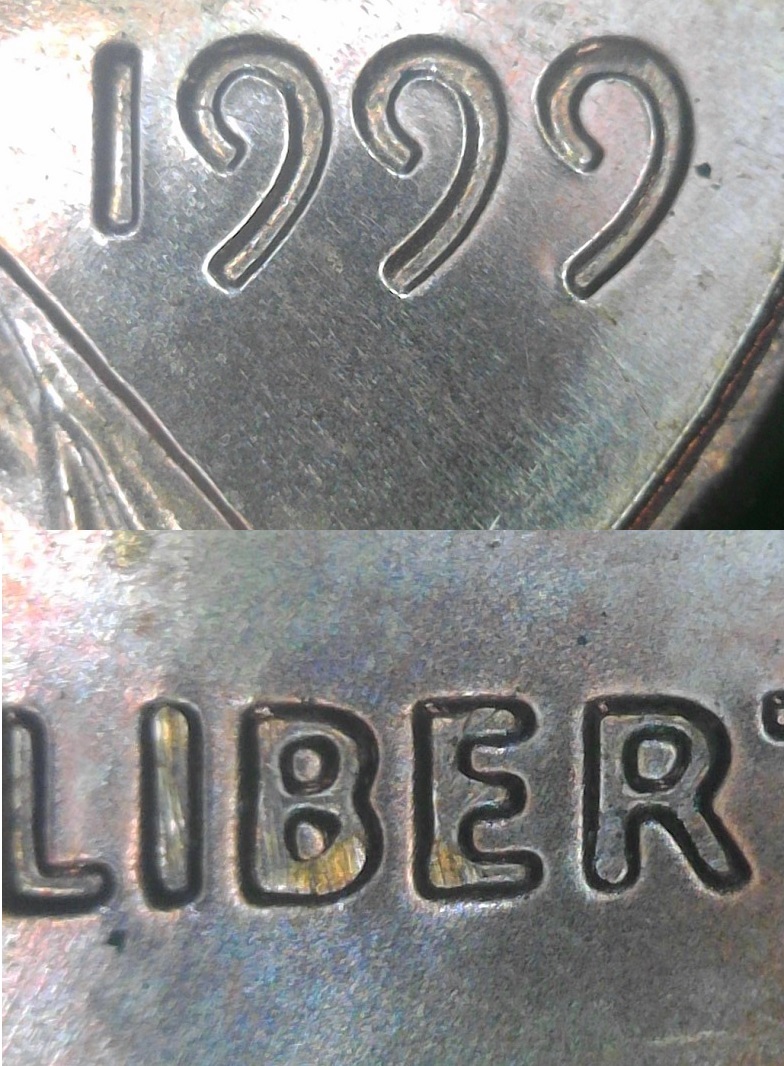 1999-P-Lincoln-Cent-Retained-Struck-Though-Or-Damage?