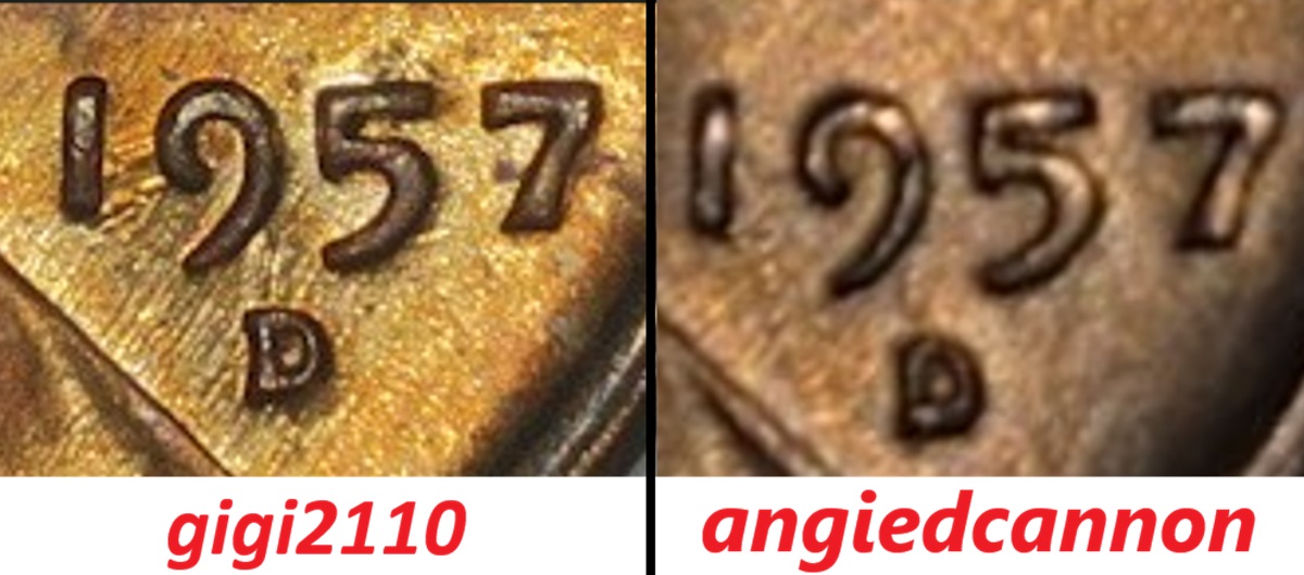 1957-Lincoln-Wheat-Penny-Ob-No-Artist-Initials-VDB,-Feathered-Cud?