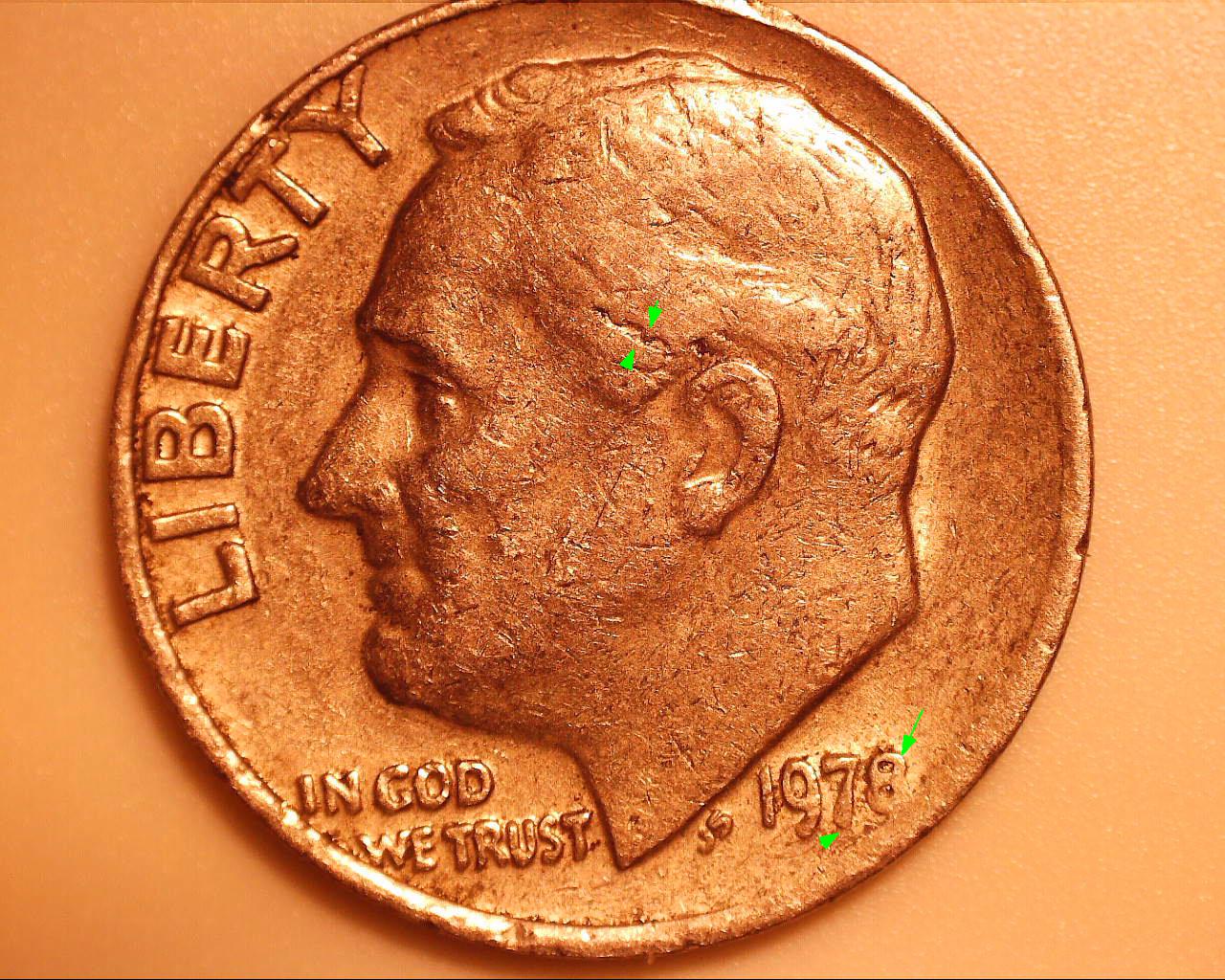 1978-Roosevelt-Dime-With-Two-Questionable-Scenarios