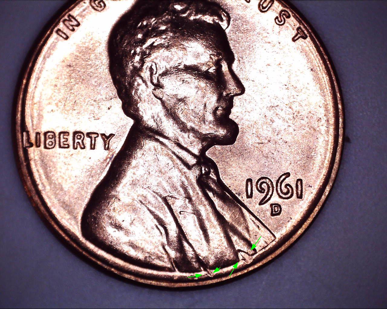 1961-D-RD-Lincoln-Cent-Errors-/-Varieties