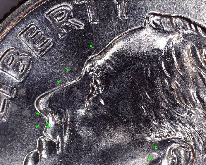 2019-P-Ros.-Dime-Strike-Through-*-Possible-D/D-On-Quarters-&-1973-D-Penny