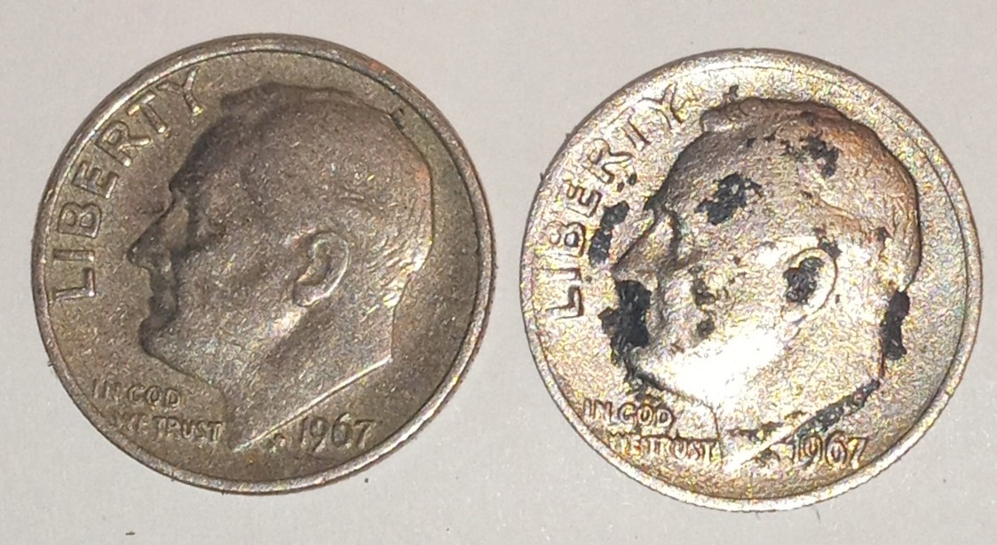 1967-Dime-That-Weighs-2.00-Grams-And-Looking-At-Reeded-Edge-You-Can-See-The-Layers-
