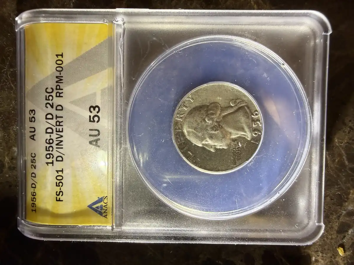1956-D/Inverted-D-FS-501-Washington-Quarter:-ANACS-AU-53