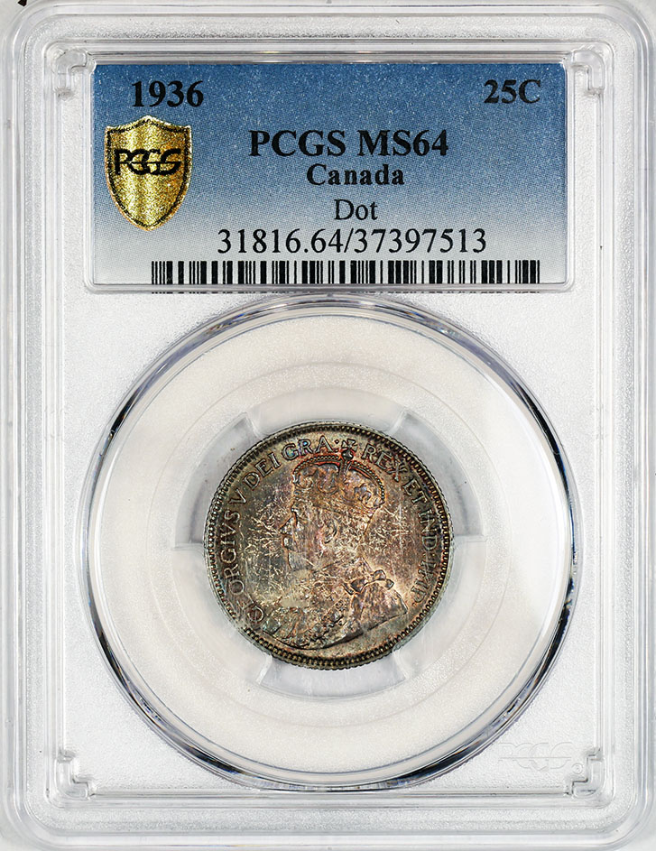 1936-Dot/Bar-PCGS,-MS-64-25-Cents?