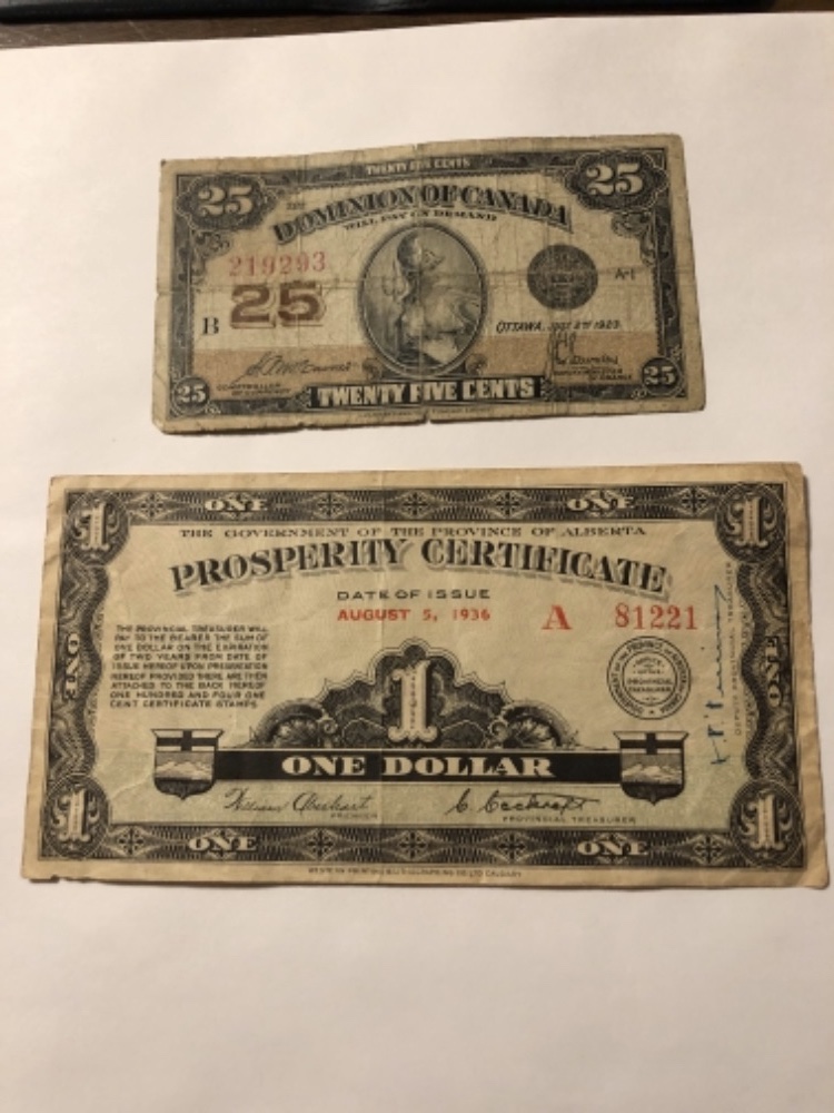 1912-Dominion-Of-Canada-$5-Bill-And-Others