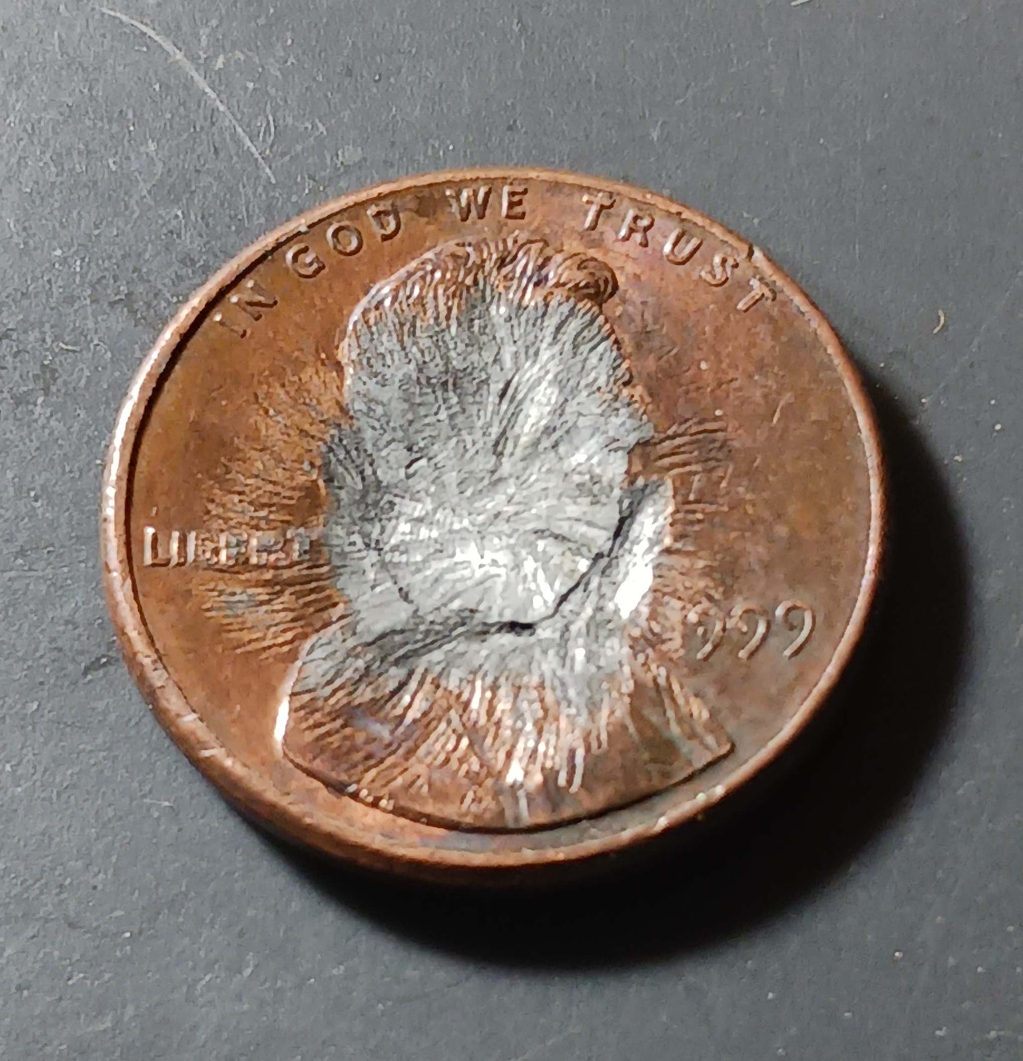 1999-Lincoln-Memorial-Penny-Struck-On-Foreign-Object