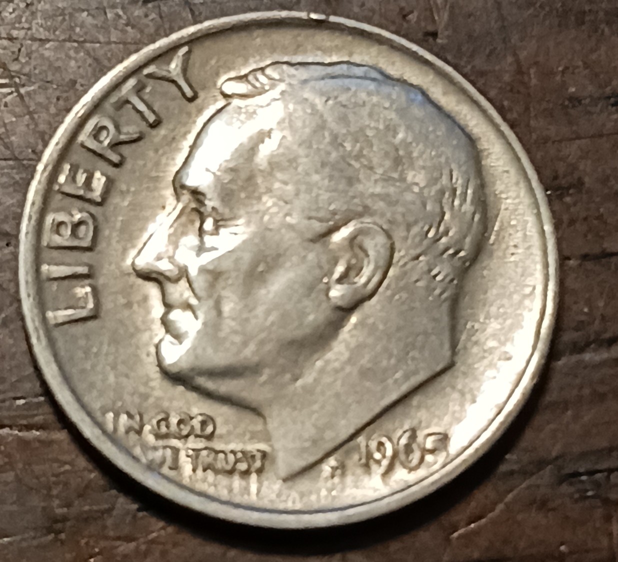 1965-Roosevelt-Dime-Double-Strike-Motto-?