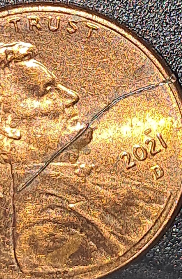 2021-D-Lincoln-Cent-With-Wire-Stuck-In-It