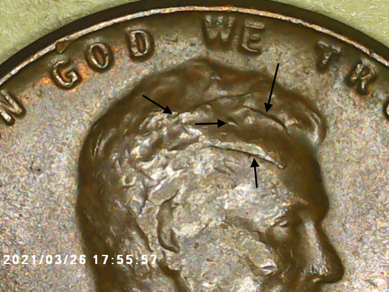 1955-Lincoln-Cent---Die-Crack?-Looks-Like-A-Toupee