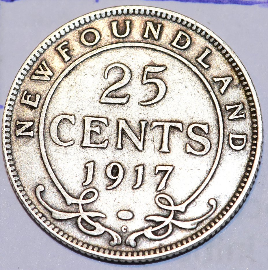 Newfoundland-1917-25-Cents---Help-Grade