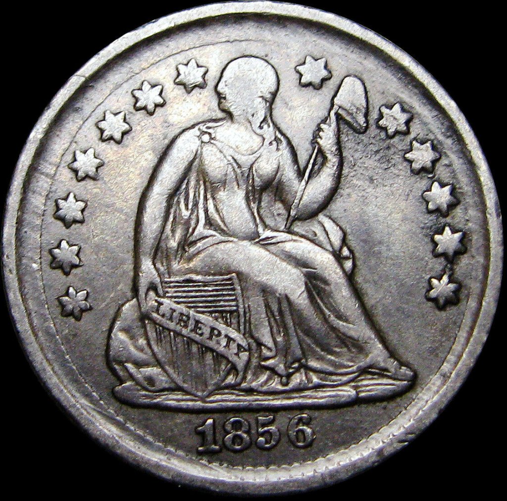 1856-Seated-Liberty-Half-Dime,-What-Is-Going-On-Here?-Broadstruck?