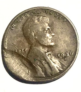 1936-S-Lincoln-Cent-/-Brockage-Or-Indent-?