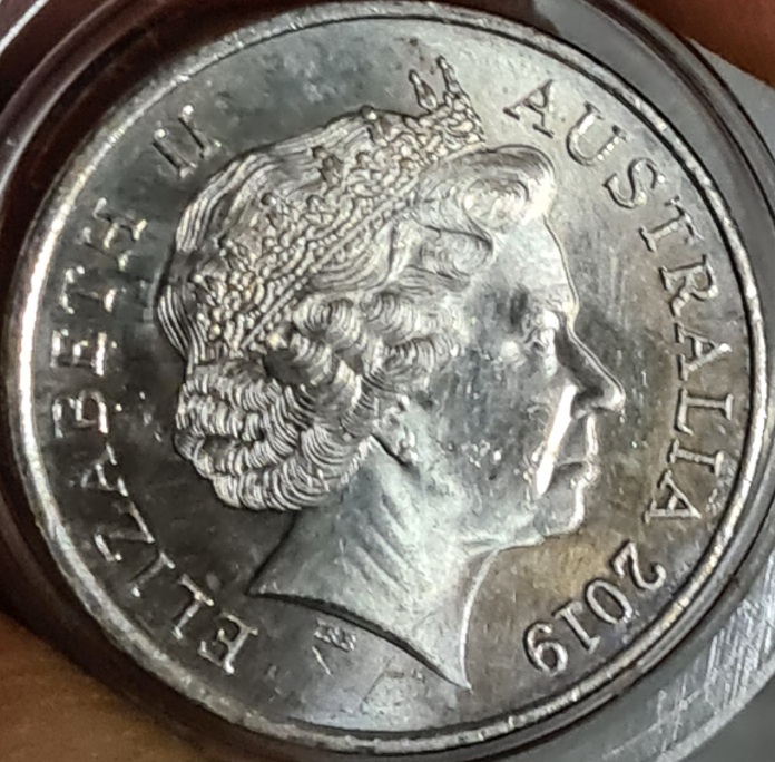 2019-Australian-10-Cent-Aqua-Toning-/-Die-Clashed-Obverse