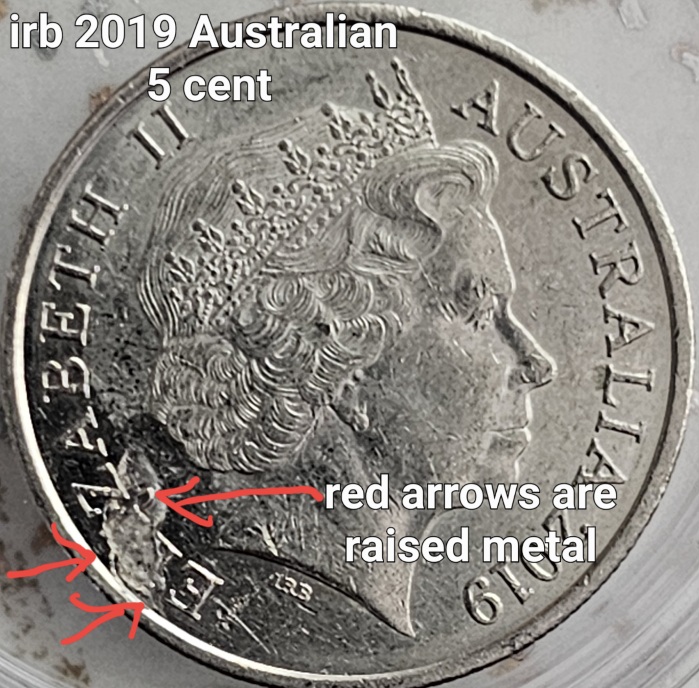 Irb-2019-Australian-5-Cent--Raised-Metal-With-Indentation