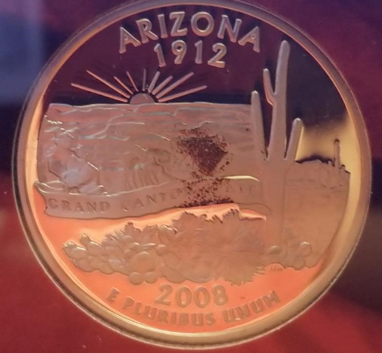 2008-Silver-Quarter-From-Silver-Proof-Set-With-Copper-Coloring
