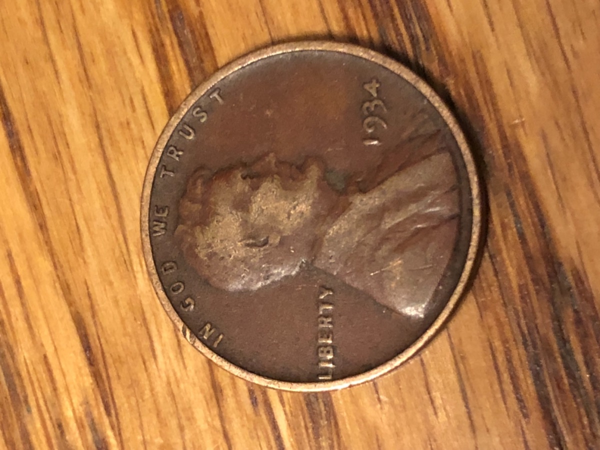 Nice-Condition-1934-Penny-From-Roll-Hunting..-In-Red-Dye?