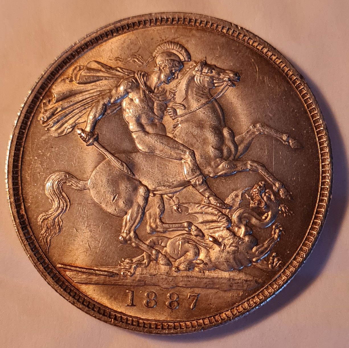 1887-Victoria-Crown-Coin,-I-Think-It's-Been-Cleaned?