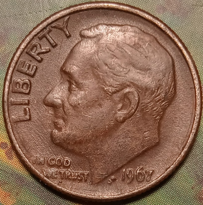 1967--Roosevelt-Dime--No-Mint-Mark