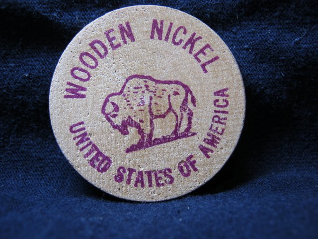 Wooden-Nickel-Mule-?--Canadian-One-Side-,-American-The-Other