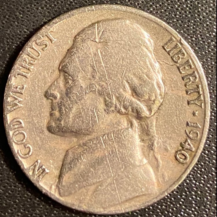 1940-S-Nickel----Missing-N,-I-And-Doubling-In-The--Second-L-In-Monticello