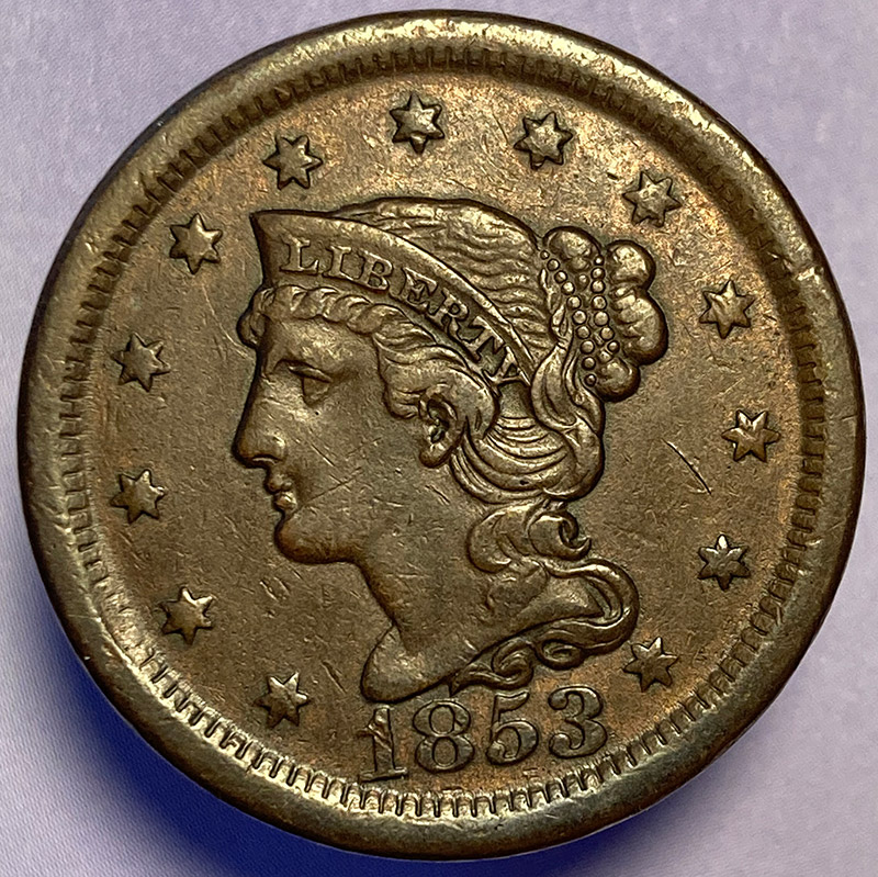 1853-Braided-Hair-Cent-For-Eval-And-Grade
