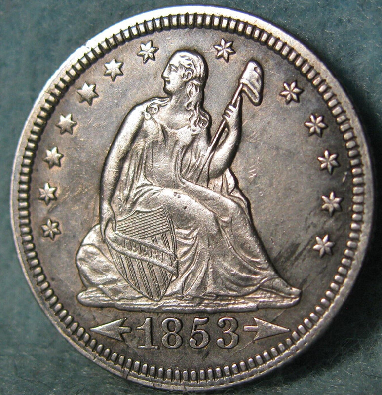 1853-Seated-Quarter---Arrows-And-Rays---Comments-And-Grade
