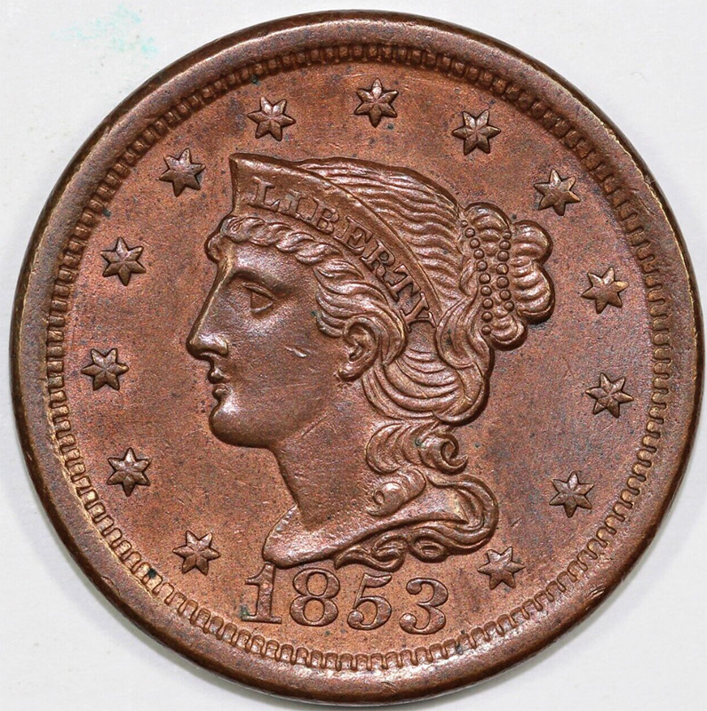 One-More-Braided-Hair-Cent---1853-N12---Opinions-And-Grade-Please