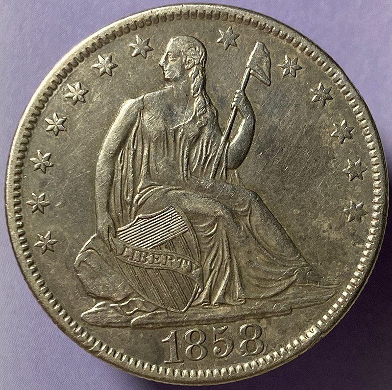 1858-O-Seated-Liberty-Half-For-Grade-And-Opinions