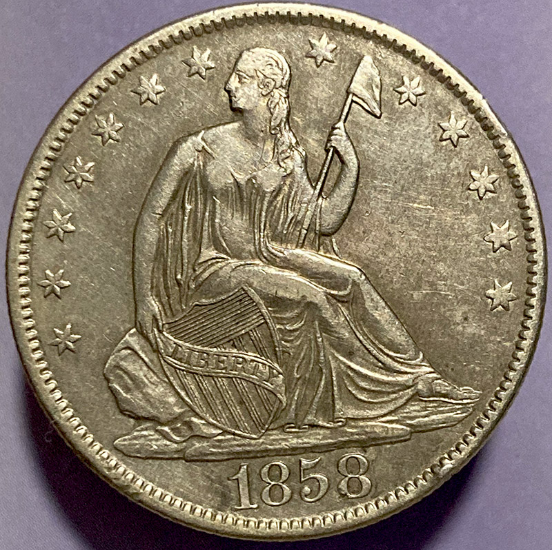 1858-O-Seated-Liberty-Half-For-Grade-And-Opinions