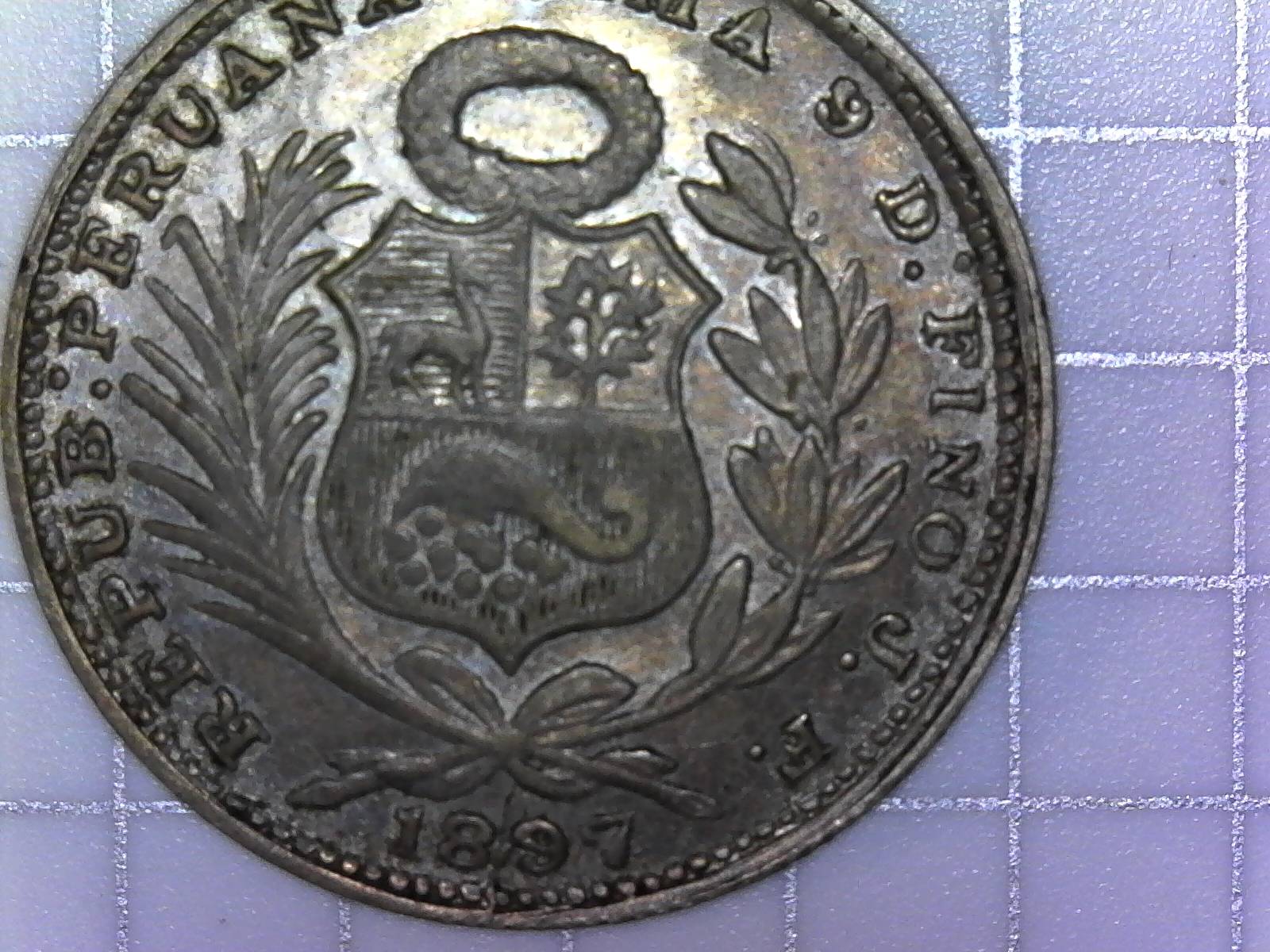 1897-Peru-1/5-Sol-Counterfeit---Orientation-180-Degrees-Off-And-Weak-Strike-And-Die-Break?