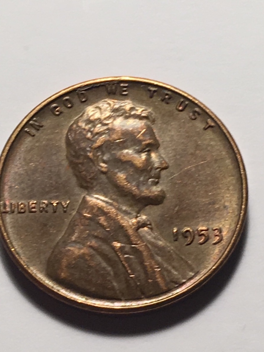 1953-P-Lincoln-Wheat-Cent,-W/Reverse-Die-Crack?