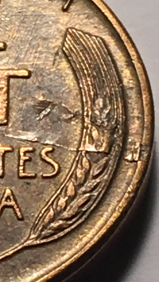 1953-P-Lincoln-Wheat-Cent,-W/Reverse-Die-Crack?