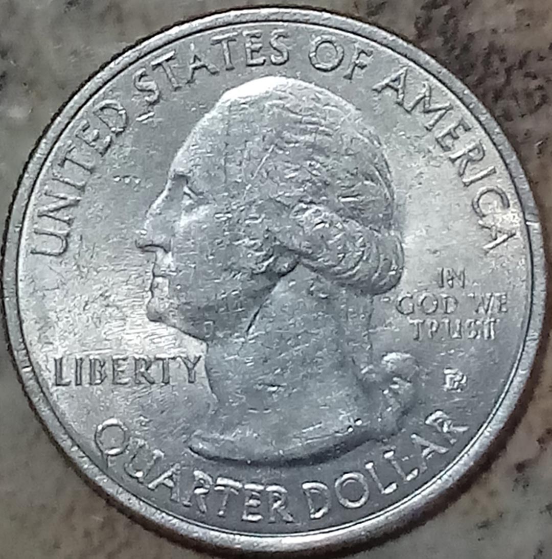 2015-P-Blue-Ridge-Parkway-DDO-Liberty,-IGWT,-Quarter-Dollar,-Mint-Mark/R-Catapillar-Die-Chip-On-Leaf