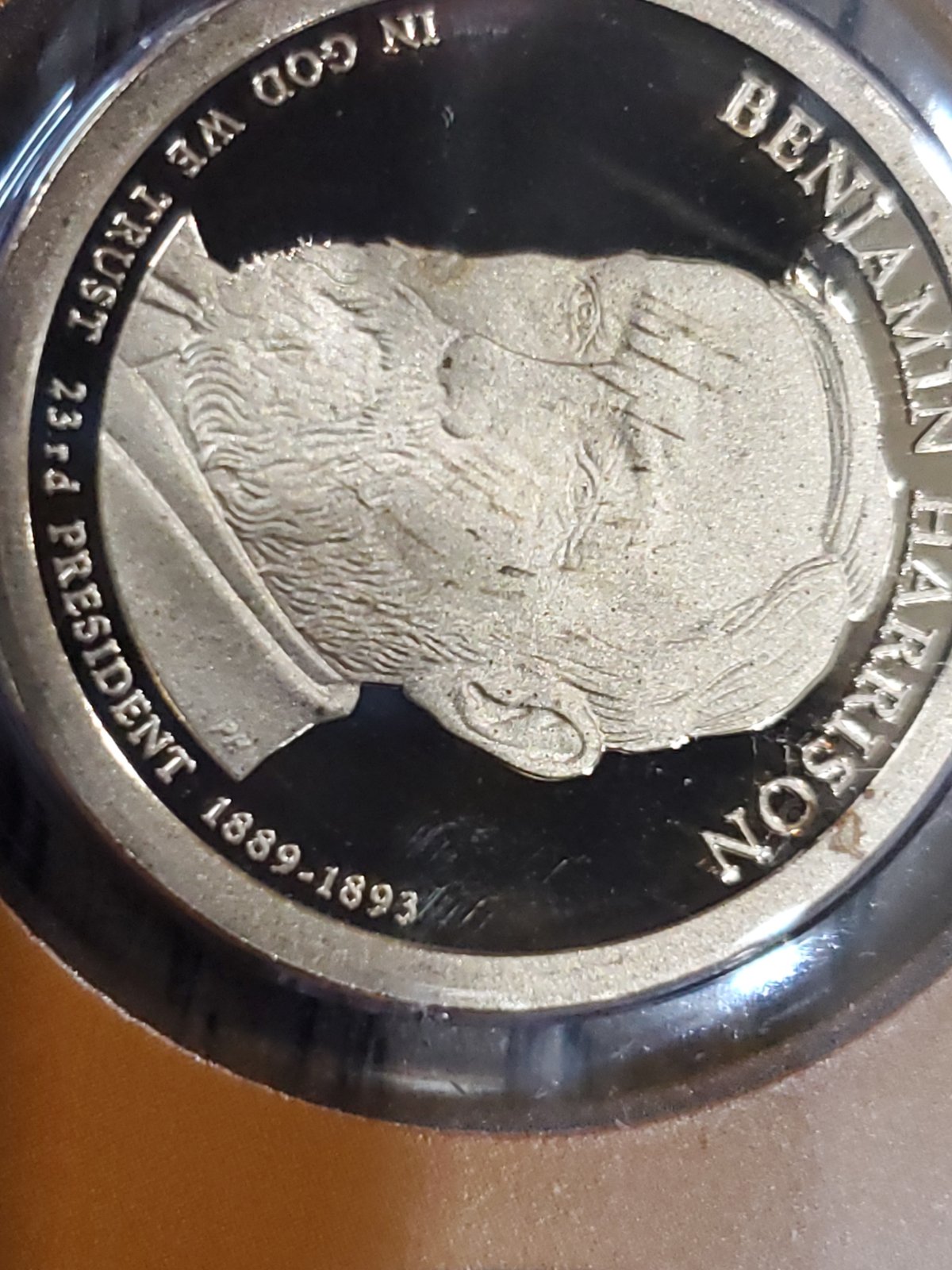 Scratch-On-Presidential-Dollar-Coin-In-Proof-Set