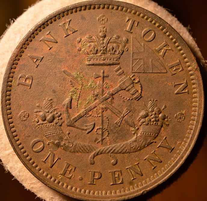 1854-Bank-Of-Upper-Canada-Penny.-Questions.