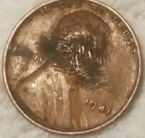 1941-Wheat-Penny-With-Finger-Print-Imprint-On-Lincoln's-Face