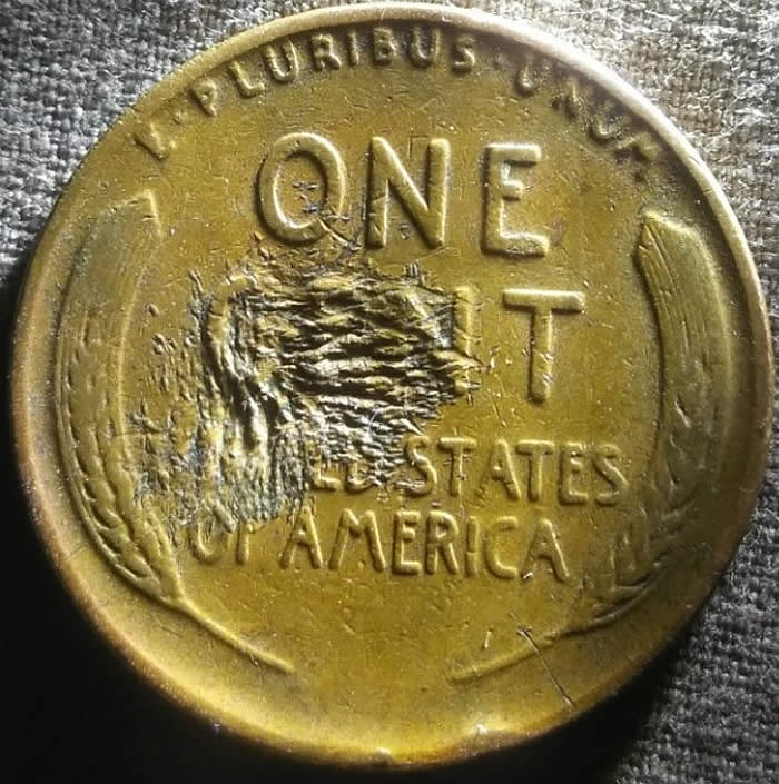 1941-Wheat-Penny-With-Finger-Print-Imprint-On-Lincoln's-Face