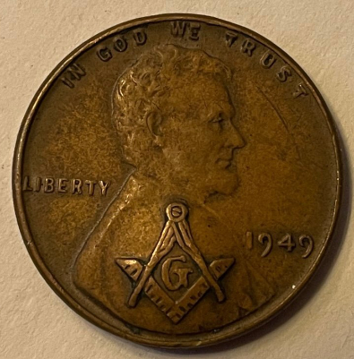 Masonic-Tokens,-Coins-And-Counter-Stamped-Pennies