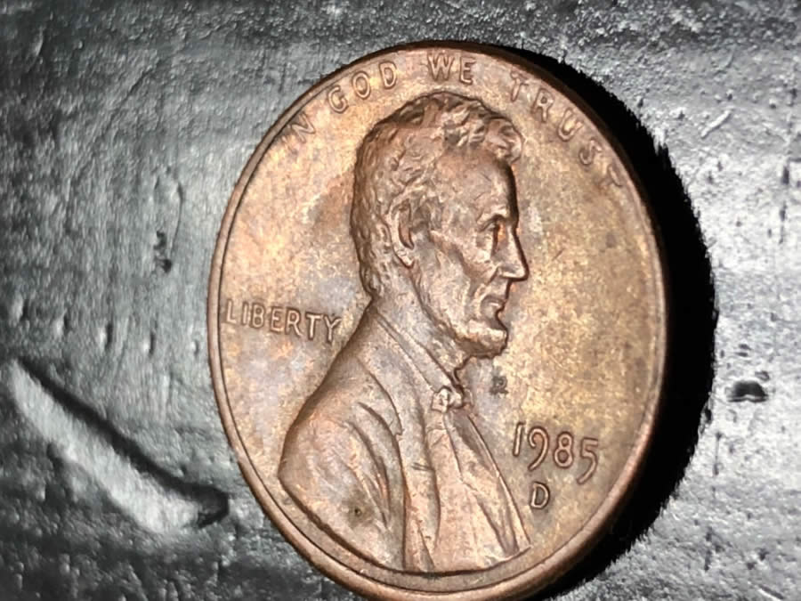 1985-D-Lincoln-Cent-,-Raised-Field