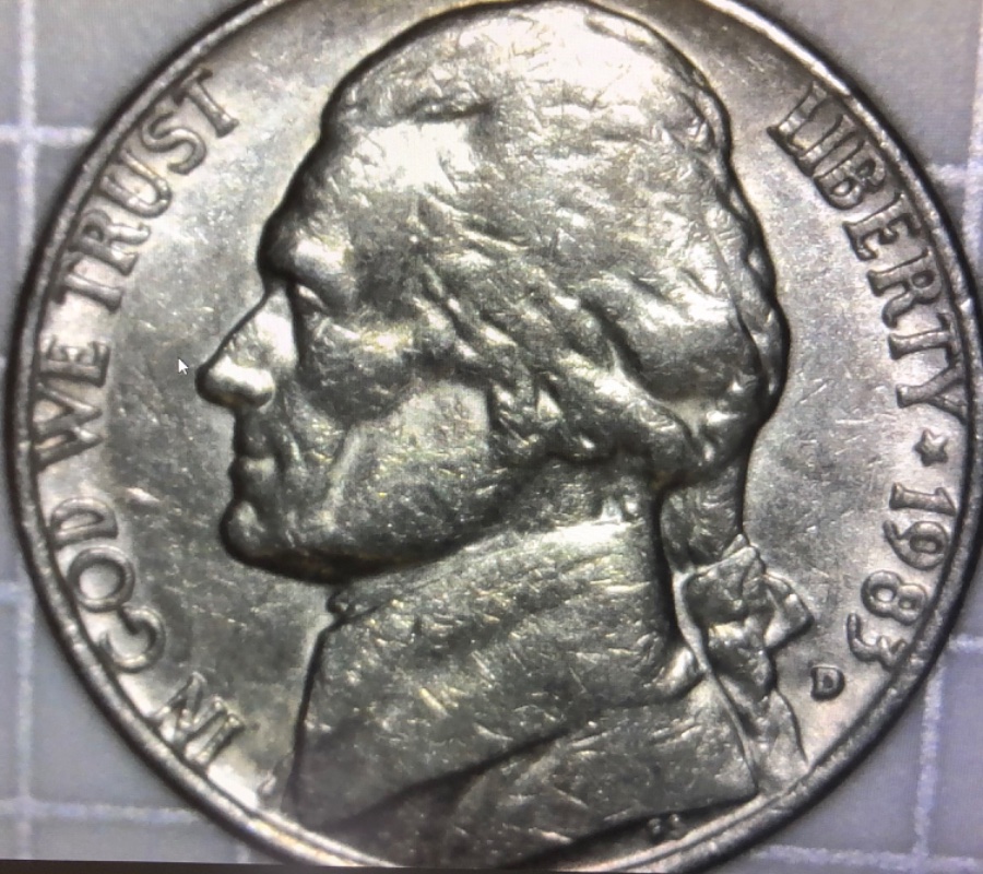 1983-D-Nickel.-Thick-Lettering-On-Reverse-And-Obverse