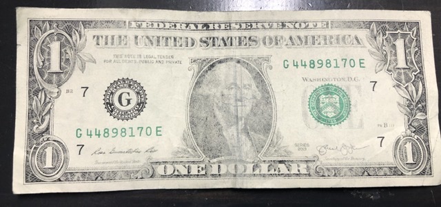2013-Dollar-Bill.-Washed-/-Worn-Or-Printing-Error