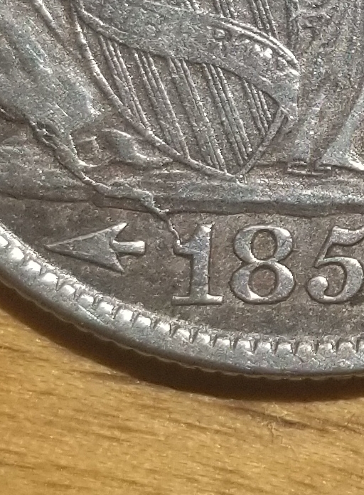 1854-Seated-Half-Dollar-Mint-Errors-On-Stars-,-Gown-Drape-To-1-On-Date