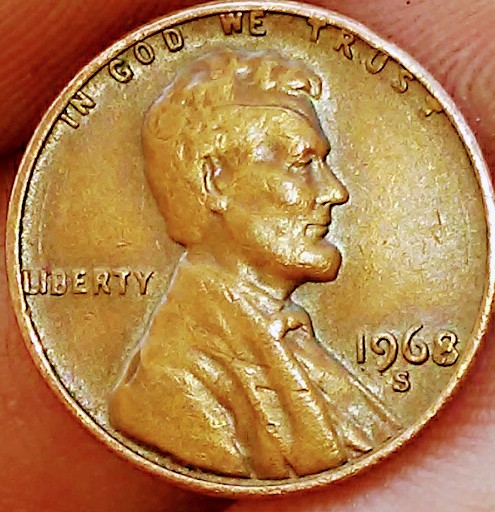 1968-S-Lincoln-Cent-Coin-Missing-Piece-Of-Forehead.