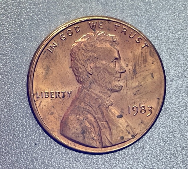1983-Lincoln-Penny--Cracked-Skull,-Multiple-Die-Cracks