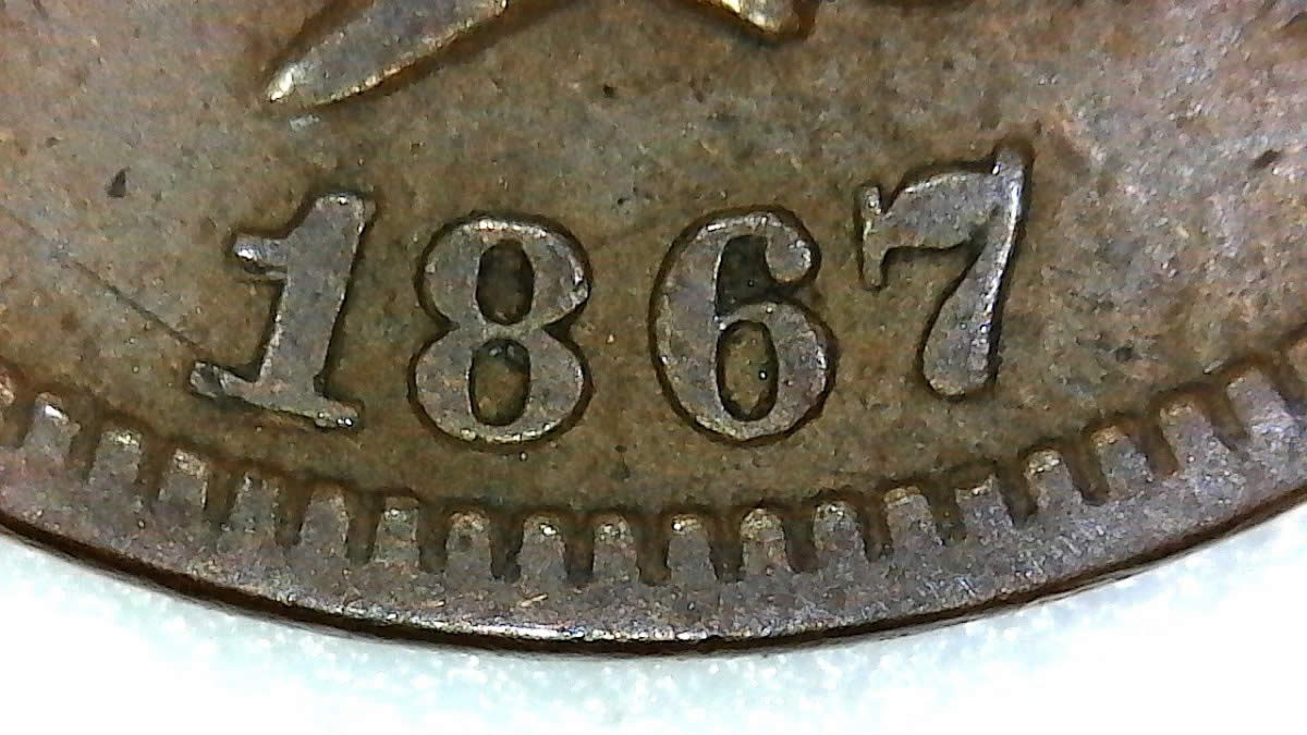 1867-Indian-Head-Cent-Recut-Date