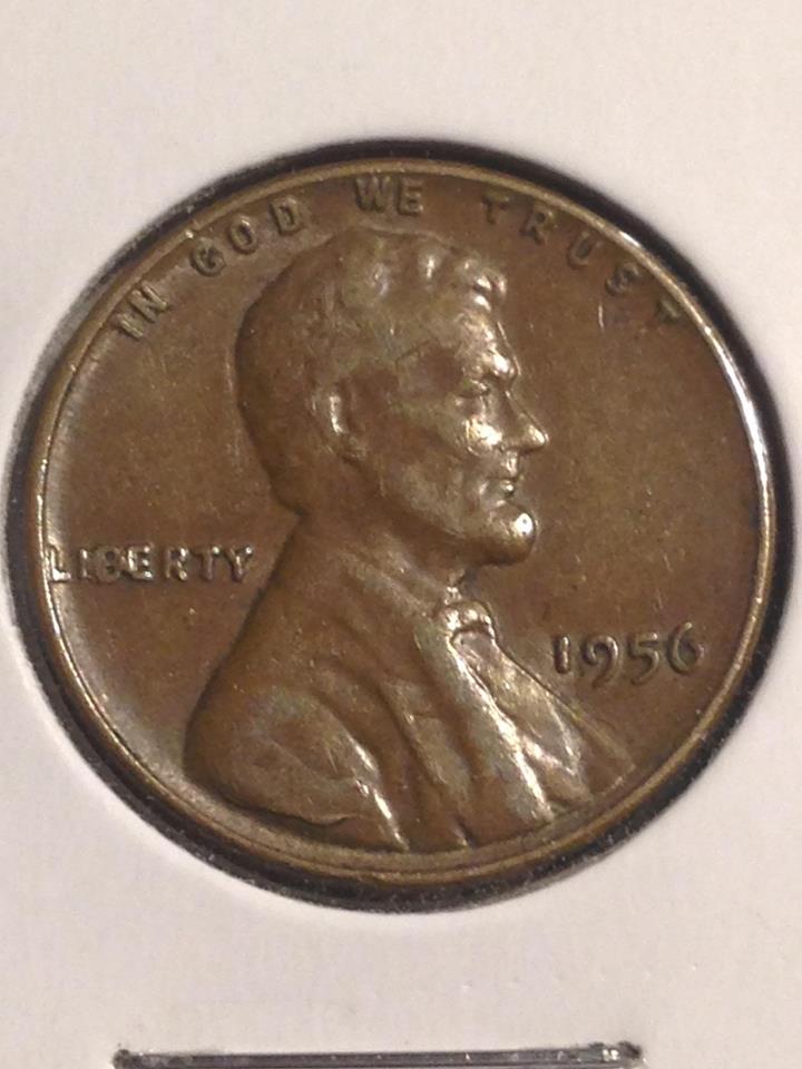 1956-P-Wheat-Cent---Interior-Die-Break,-Bie,-Chips-Galore!