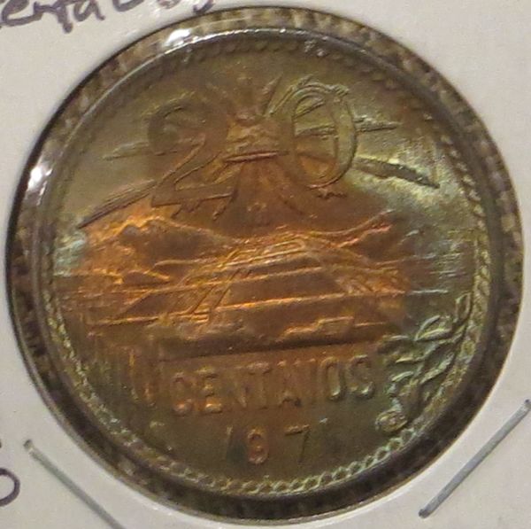 Mexican-20-Centavos-With-Rainbow-Toning